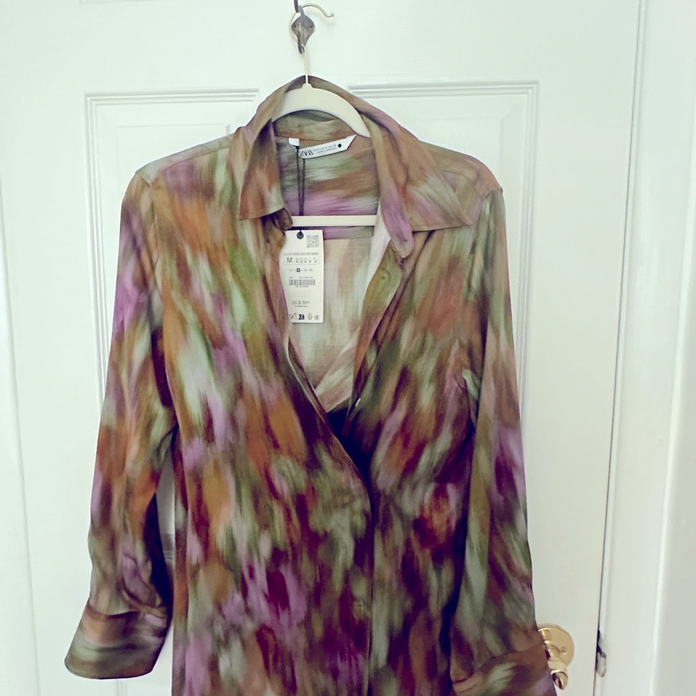 NWT Zara silky wrap blouse